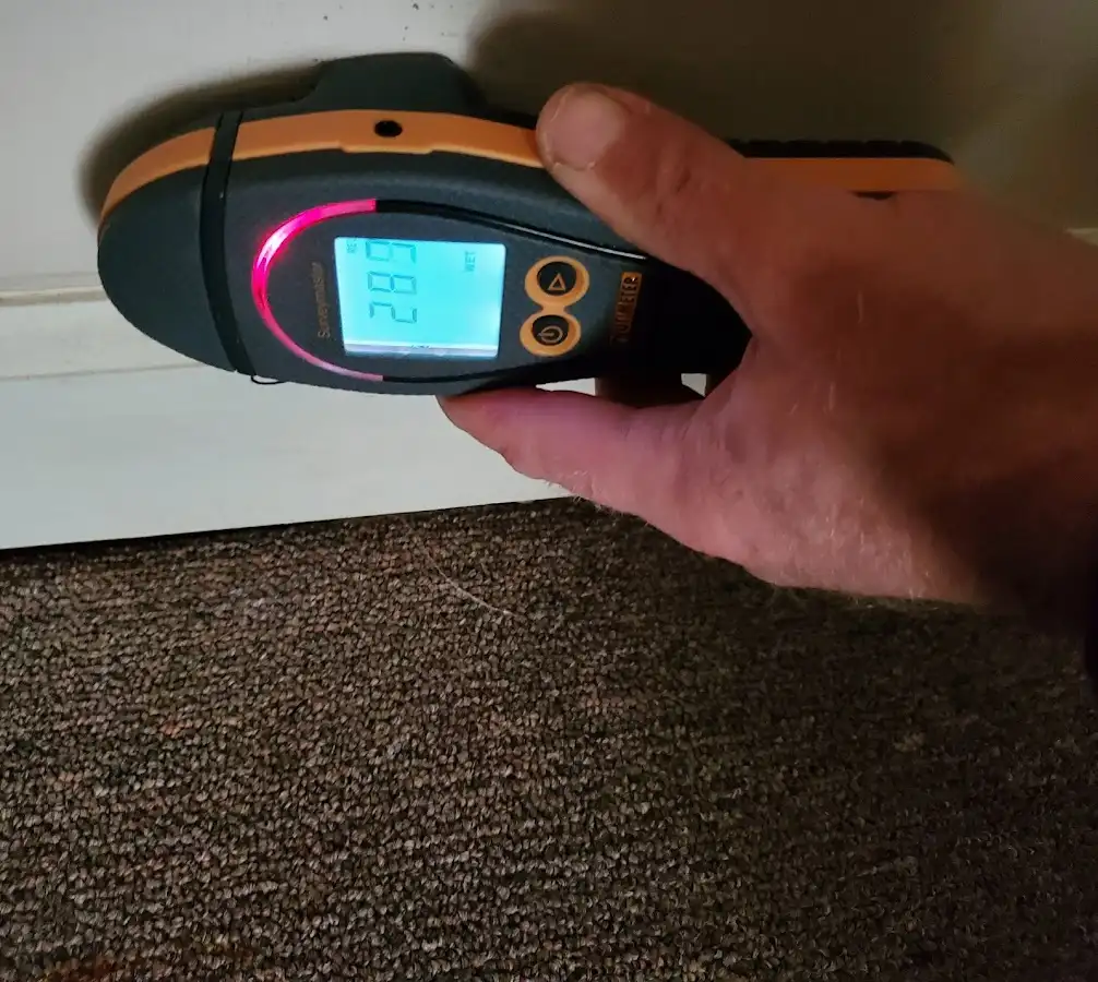 Moisture detection at baseboard during Burst Pipe Cleanup in Riverdale Park